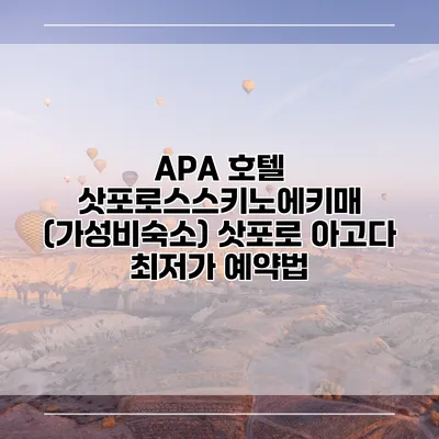 APA 호텔 삿포로스스키노에키매 (가성비숙소) 삿포로 아고다 최저가 예약법