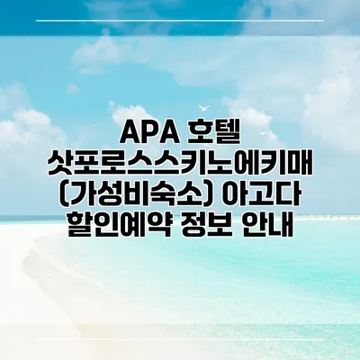 APA 호텔 삿포로스스키노에키매 (가성비숙소) 아고다 할인예약 정보 안내