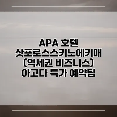 APA 호텔 삿포로스스키노에키매 (역세권 비즈니스) 아고다 특가 예약팁
