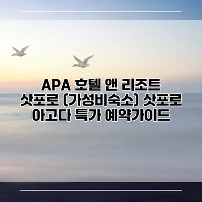 APA 호텔 앤 리조트 삿포로 (가성비숙소) 삿포로 아고다 특가 예약가이드