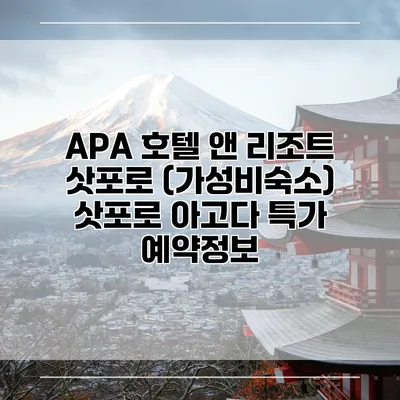 APA 호텔 앤 리조트 삿포로 (가성비숙소) 삿포로 아고다 특가 예약정보