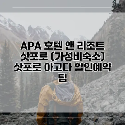 APA 호텔 앤 리조트 삿포로 (가성비숙소) 삿포로 아고다 할인예약 팁