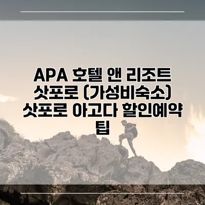 APA 호텔 앤 리조트 삿포로 (가성비숙소) 삿포로 아고다 할인예약 팁