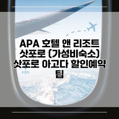 APA 호텔 앤 리조트 삿포로 (가성비숙소) 삿포로 아고다 할인예약 팁