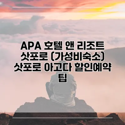 APA 호텔 앤 리조트 삿포로 (가성비숙소) 삿포로 아고다 할인예약 팁
