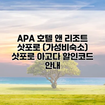 APA 호텔 앤 리조트 삿포로 (가성비숙소) 삿포로 아고다 할인코드 안내