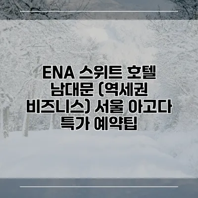 ENA 스위트 호텔 남대문 (역세권 비즈니스) 서울 아고다 특가 예약팁