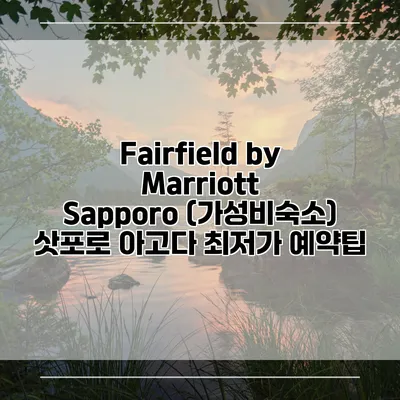 Fairfield by Marriott Sapporo (가성비숙소) 삿포로 아고다 최저가 예약팁