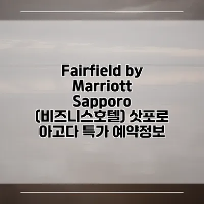 Fairfield by Marriott Sapporo (비즈니스호텔) 삿포로 아고다 특가 예약정보
