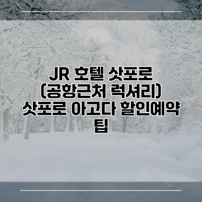 JR 호텔 삿포로 (공항근처 럭셔리) 삿포로 아고다 할인예약 팁