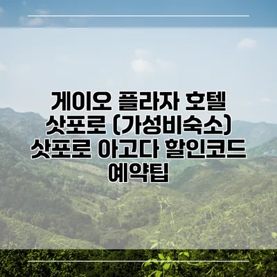 게이오 플라자 호텔 삿포로 (가성비숙소) 삿포로 아고다 할인코드 예약팁