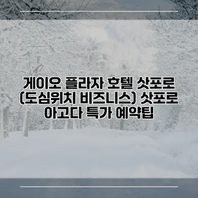 게이오 플라자 호텔 삿포로 (도심위치 비즈니스) 삿포로 아고다 특가 예약팁