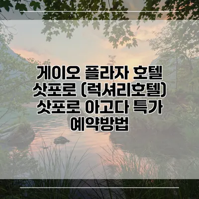 게이오 플라자 호텔 삿포로 (럭셔리호텔) 삿포로 아고다 특가 예약방법