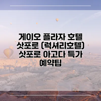 게이오 플라자 호텔 삿포로 (럭셔리호텔) 삿포로 아고다 특가 예약팁