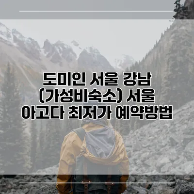 도미인 서울 강남 (가성비숙소) 서울 아고다 최저가 예약방법