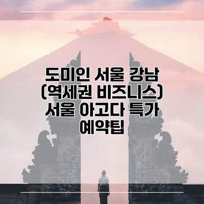 도미인 서울 강남 (역세권 비즈니스) 서울 아고다 특가 예약팁