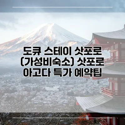 도큐 스테이 삿포로 (가성비숙소) 삿포로 아고다 특가 예약팁