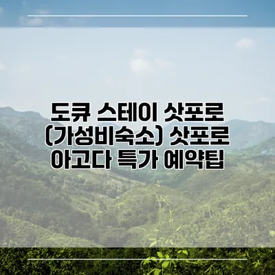 도큐 스테이 삿포로 (가성비숙소) 삿포로 아고다 특가 예약팁