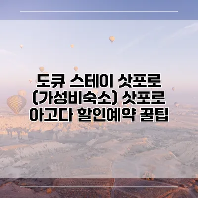 도큐 스테이 삿포로 (가성비숙소) 삿포로 아고다 할인예약 꿀팁