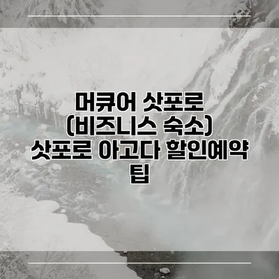 머큐어 삿포로 (비즈니스 숙소) 삿포로 아고다 할인예약 팁