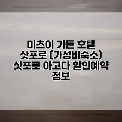 미츠이 가든 호텔 삿포로 (가성비숙소) 삿포로 아고다 할인예약 정보