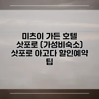 미츠이 가든 호텔 삿포로 (가성비숙소) 삿포로 아고다 할인예약 팁