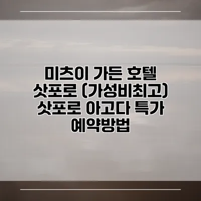 미츠이 가든 호텔 삿포로 (가성비최고) 삿포로 아고다 특가 예약방법