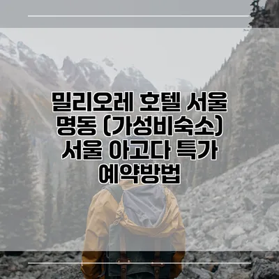 밀리오레 호텔 서울 명동 (가성비숙소) 서울 아고다 특가 예약방법
