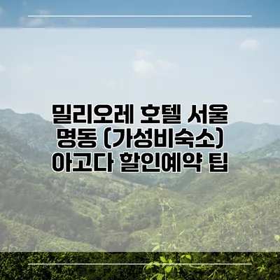 밀리오레 호텔 서울 명동 (가성비숙소) 아고다 할인예약 팁