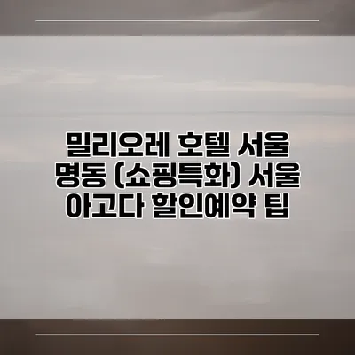밀리오레 호텔 서울 명동 (쇼핑특화) 서울 아고다 할인예약 팁
