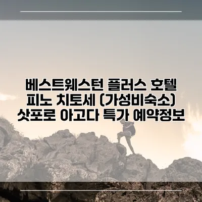 베스트웨스턴 플러스 호텔 피노 치토세 (가성비숙소) 삿포로 아고다 특가 예약정보