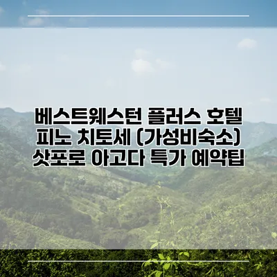 베스트웨스턴 플러스 호텔 피노 치토세 (가성비숙소) 삿포로 아고다 특가 예약팁