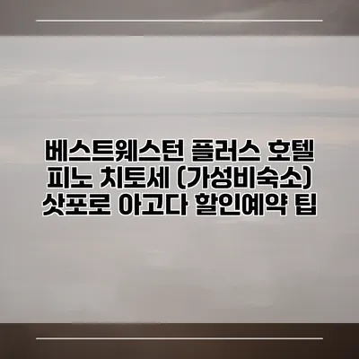 베스트웨스턴 플러스 호텔 피노 치토세 (가성비숙소) 삿포로 아고다 할인예약 팁