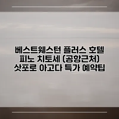 베스트웨스턴 플러스 호텔 피노 치토세 (공항근처) 삿포로 아고다 특가 예약팁