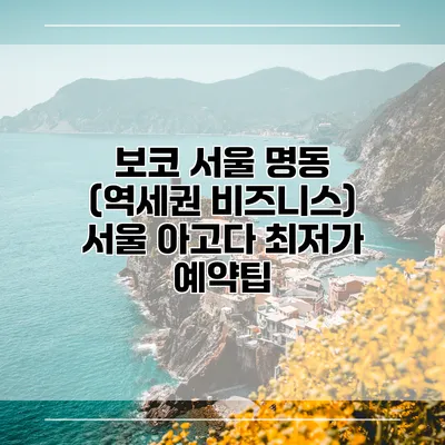 보코 서울 명동 (역세권 비즈니스) 서울 아고다 최저가 예약팁