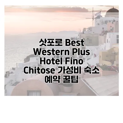 삿포로 Best Western Plus Hotel Fino Chitose 가성비 숙소 예약 꿀팁