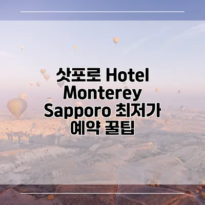 삿포로 Hotel Monterey Sapporo 최저가 예약 꿀팁