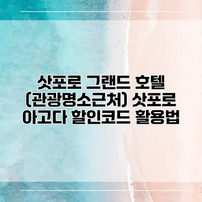 삿포로 그랜드 호텔 (관광명소근처) 삿포로 아고다 할인코드 활용법