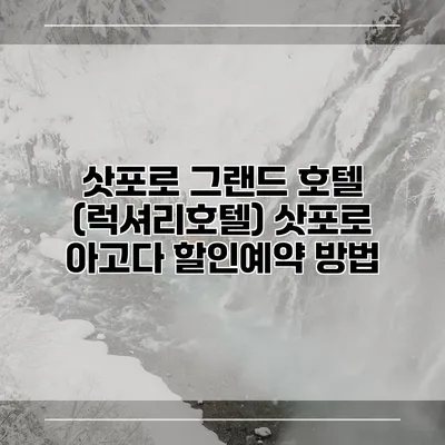 삿포로 그랜드 호텔 (럭셔리호텔) 삿포로 아고다 할인예약 방법