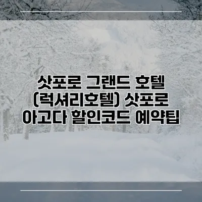 삿포로 그랜드 호텔 (럭셔리호텔) 삿포로 아고다 할인코드 예약팁