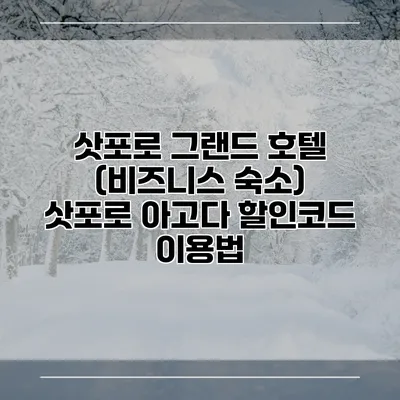 삿포로 그랜드 호텔 (비즈니스 숙소) 삿포로 아고다 할인코드 이용법