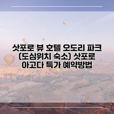 삿포로 뷰 호텔 오도리 파크 (도심위치 숙소) 삿포로 아고다 특가 예약방법