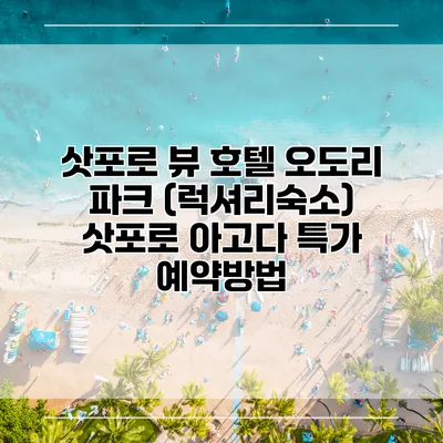 삿포로 뷰 호텔 오도리 파크 (럭셔리숙소) 삿포로 아고다 특가 예약방법