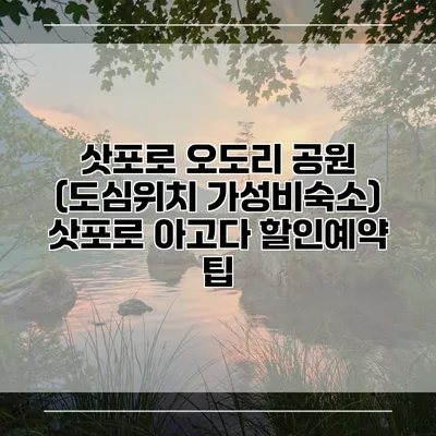 삿포로 오도리 공원 (도심위치 가성비숙소) 삿포로 아고다 할인예약 팁