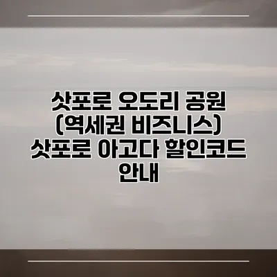 삿포로 오도리 공원 (역세권 비즈니스) 삿포로 아고다 할인코드 안내