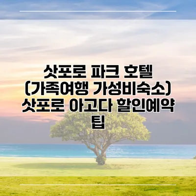 삿포로 파크 호텔 (가족여행 가성비숙소) 삿포로 아고다 할인예약 팁