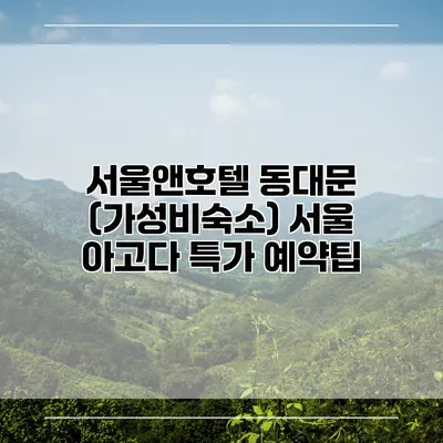 서울앤호텔 동대문 (가성비숙소) 서울 아고다 특가 예약팁