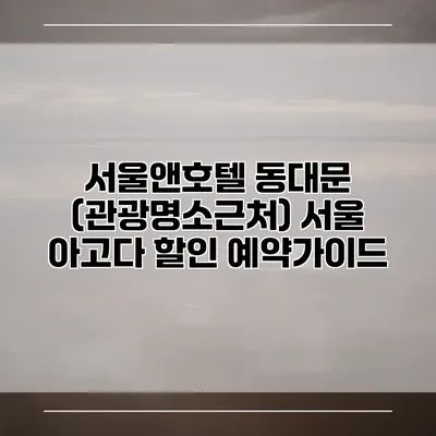 서울앤호텔 동대문 (관광명소근처) 서울 아고다 할인 예약가이드