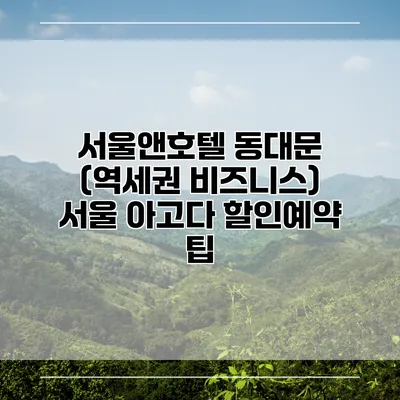 서울앤호텔 동대문 (역세권 비즈니스) 서울 아고다 할인예약 팁