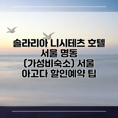 솔라리아 니시테츠 호텔 서울 명동 (가성비숙소) 서울 아고다 할인예약 팁